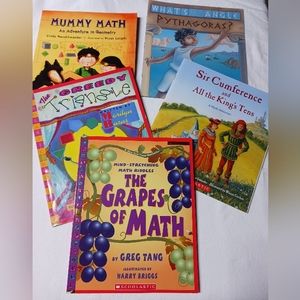 Childrens Math adventure books collection, used set of 5 books